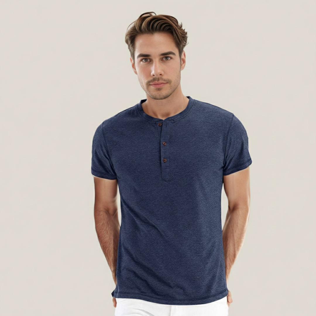 T-shirt Henley à manches courtes pour homme