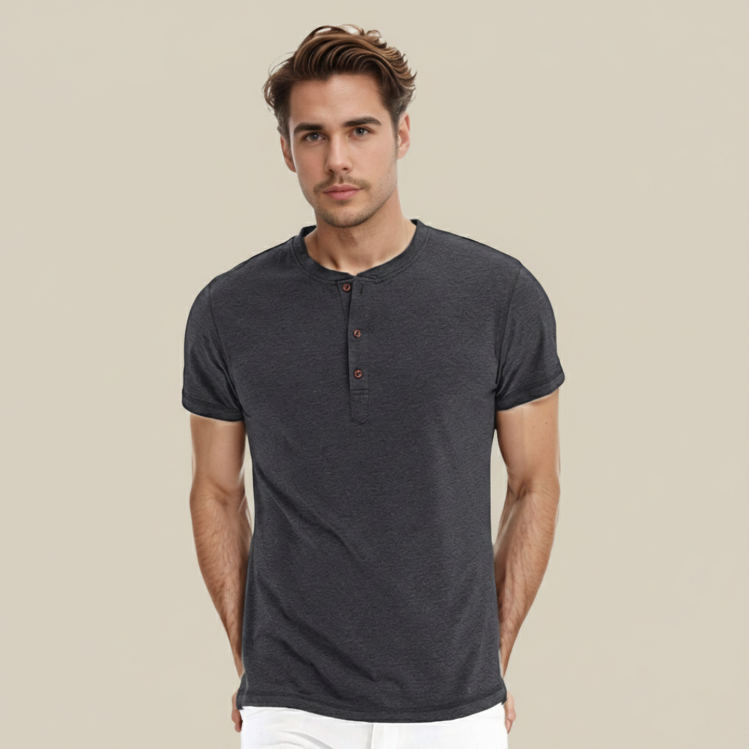 T-shirt Henley à manches courtes pour homme