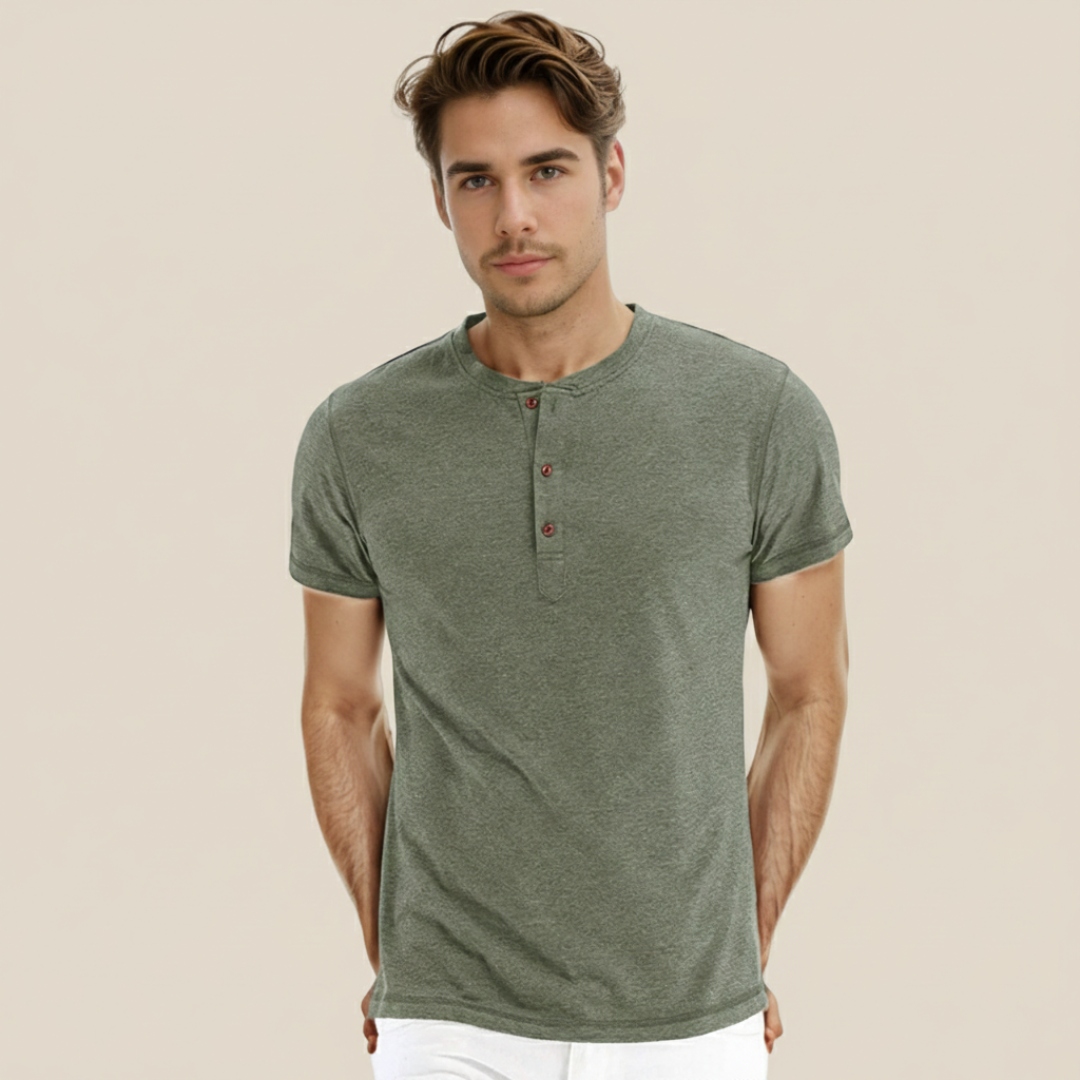 T-shirt Henley à manches courtes pour homme