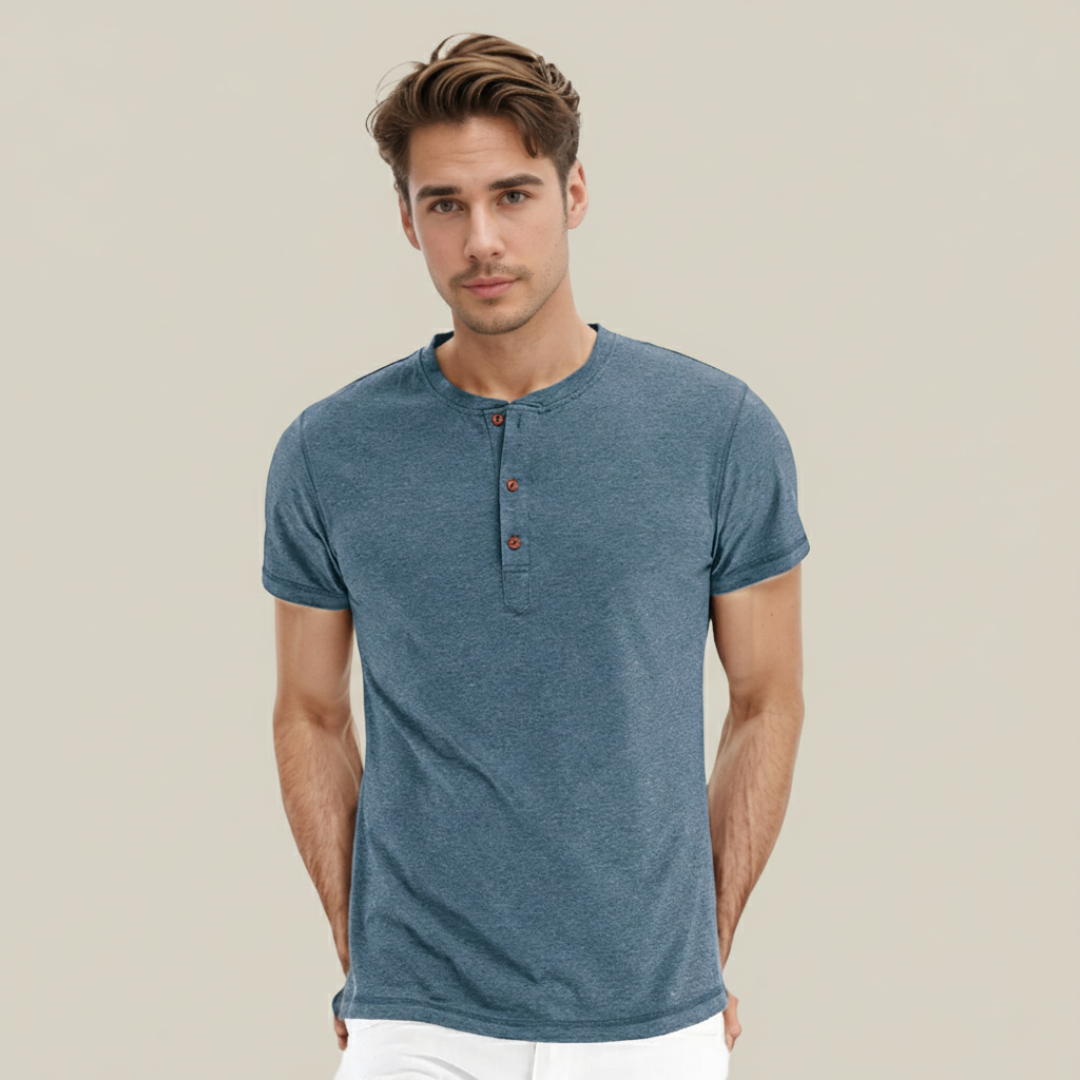 T-shirt Henley à manches courtes pour homme