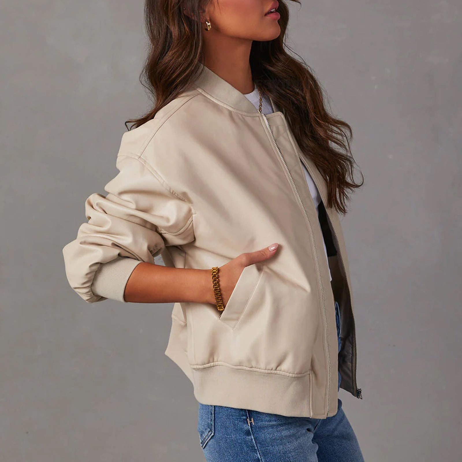 Blouson aviateur pour femme en similicuir