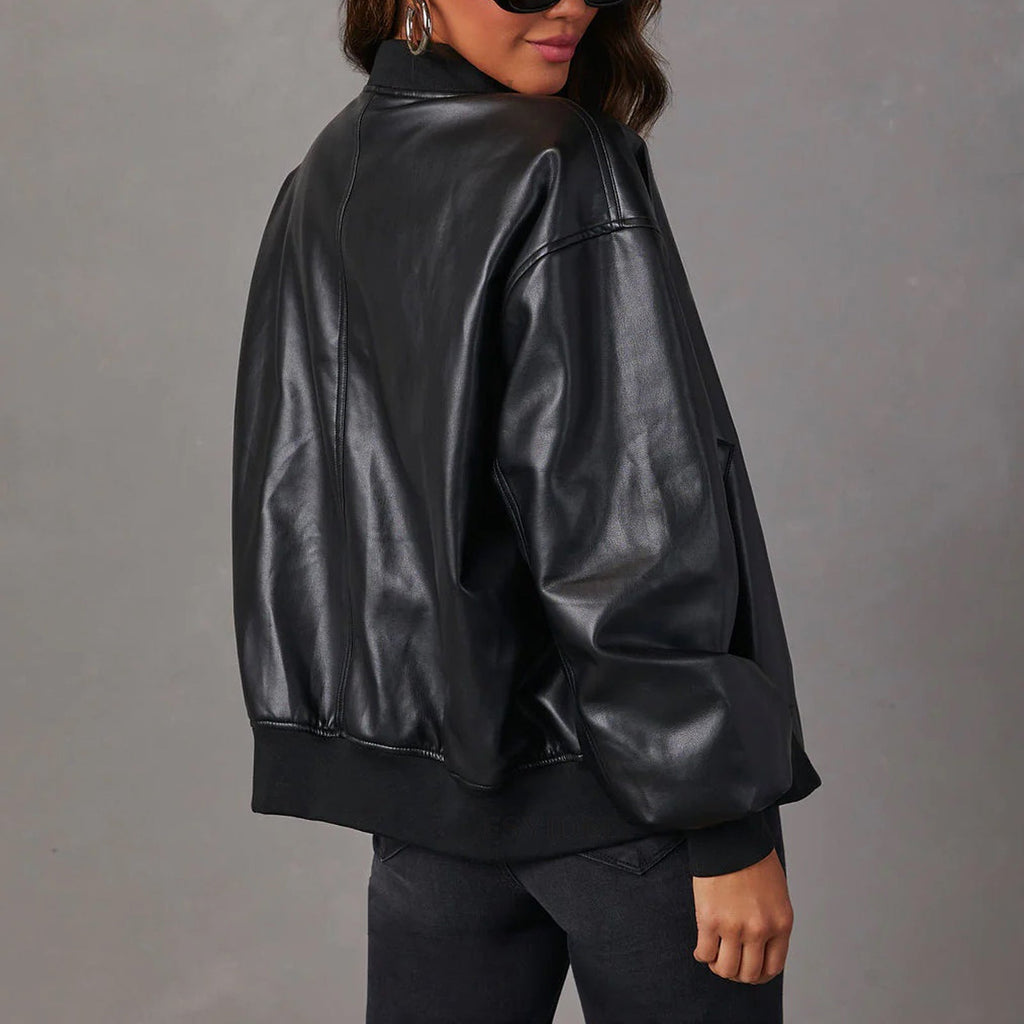 Blouson aviateur pour femme en similicuir