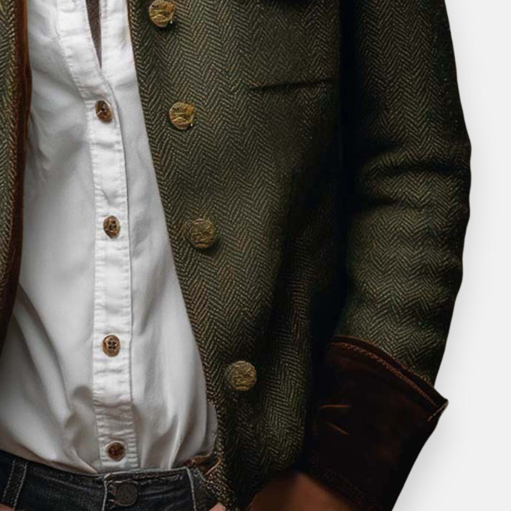 Veste cintrée pour femme en chevrons avec poignets contrastants