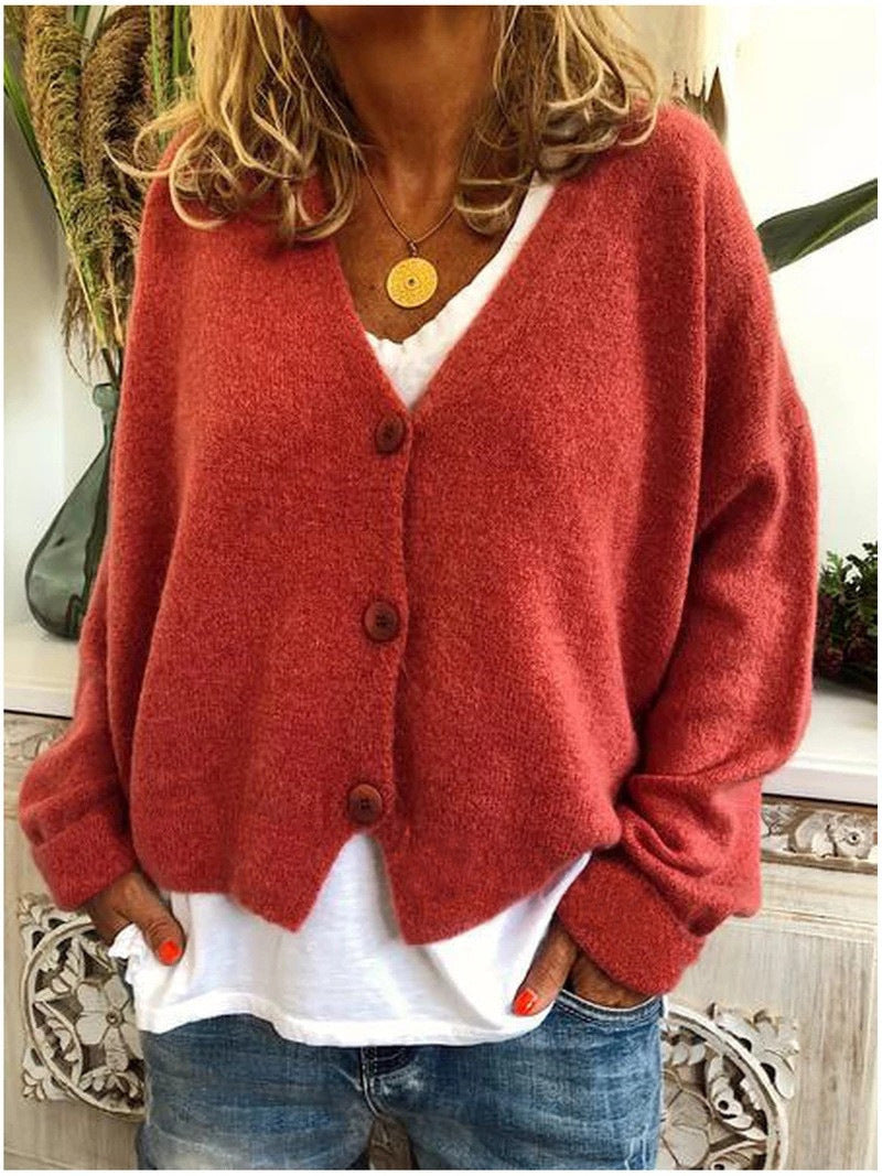 Cardigan en maille souple à col V pour femme