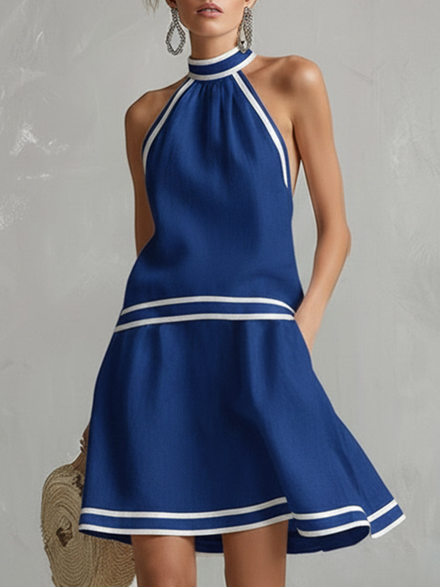 Mini-robe trapèze dos nu pour femme