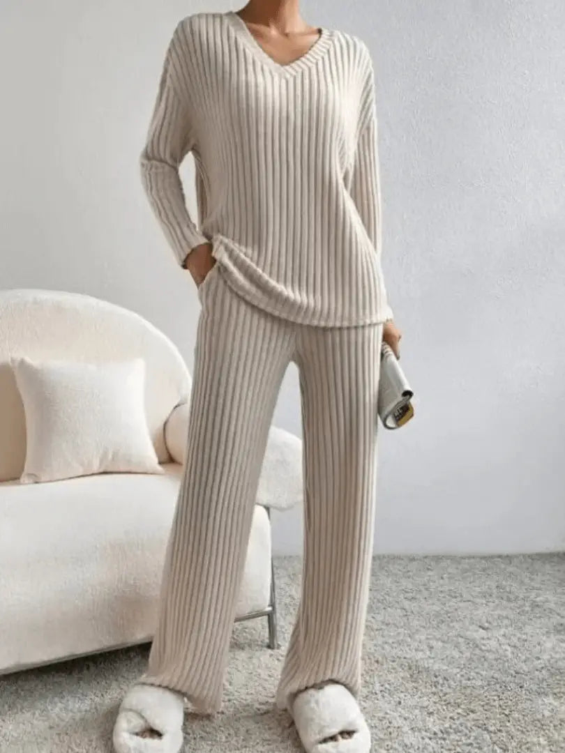 Ensemble d’intérieur pour femme en maille côtelée