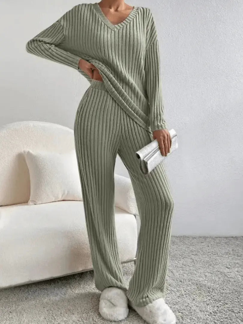 Ensemble d’intérieur pour femme en maille côtelée