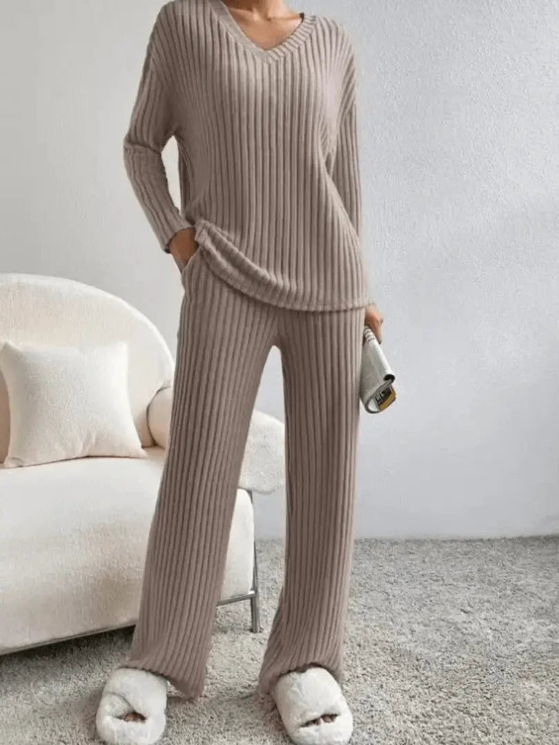 Ensemble d’intérieur pour femme en maille côtelée