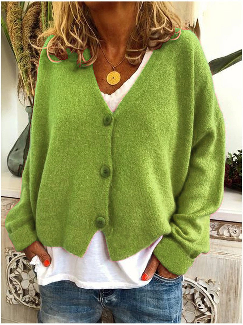 Cardigan en maille souple à col V pour femme