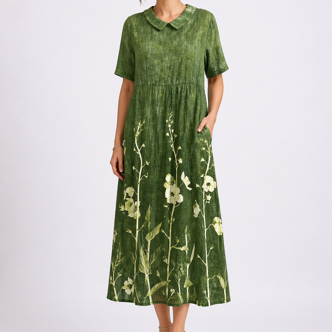 Women's Cotton Floral Midi Dress for Summer
