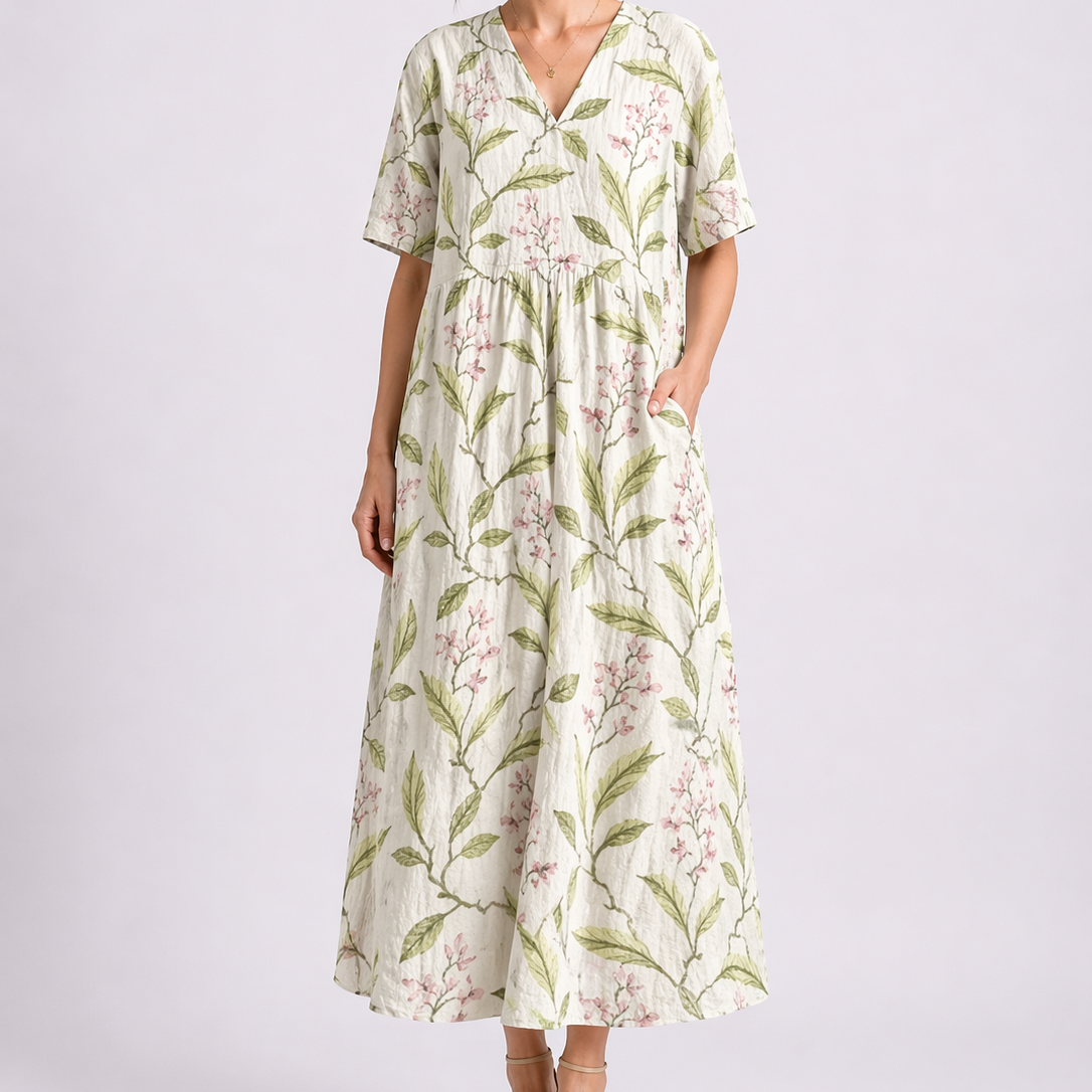 Women's Cotton Floral Midi Dress for Summer
