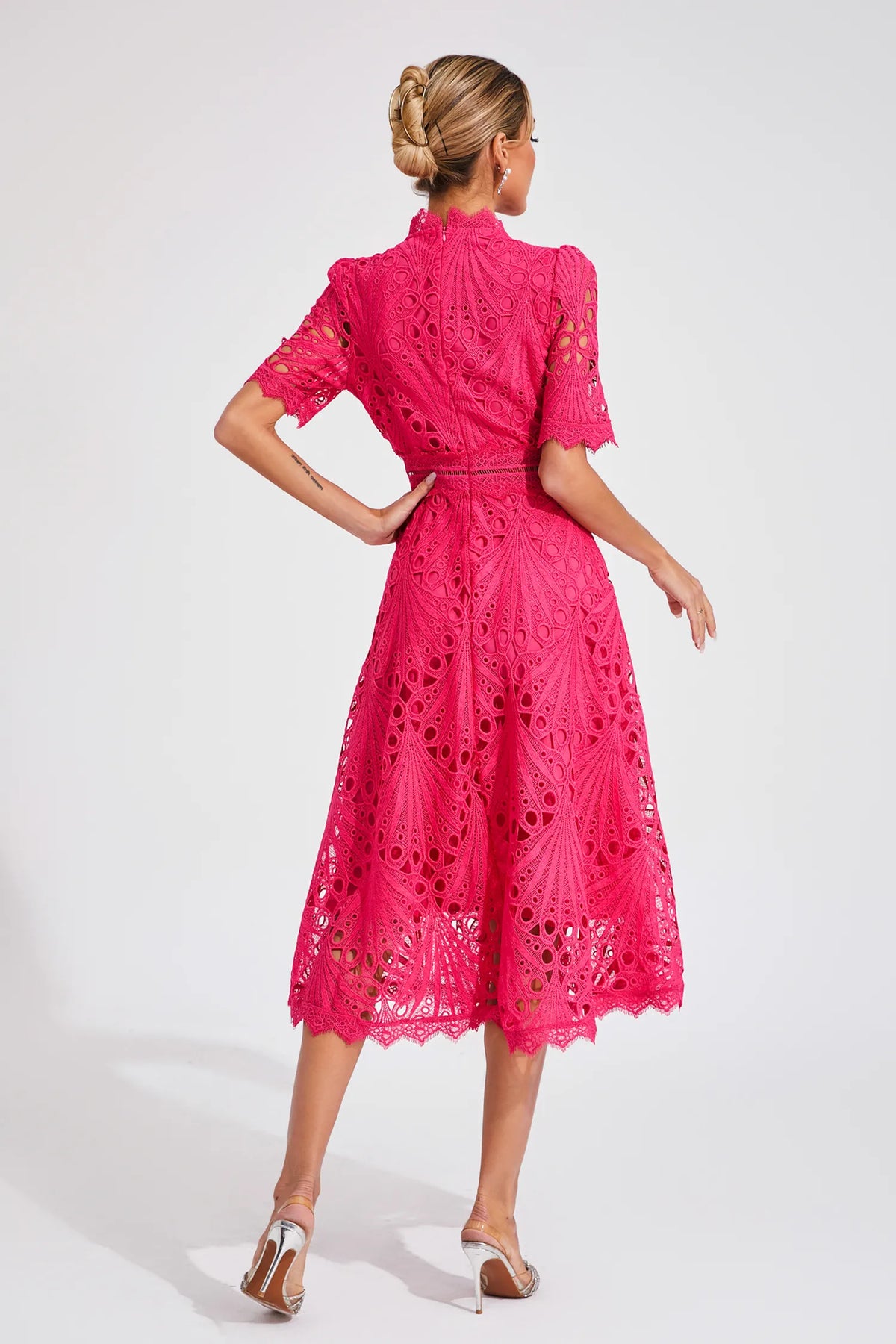 Women's Lace Midi Dress | A-Line Fit and Flare