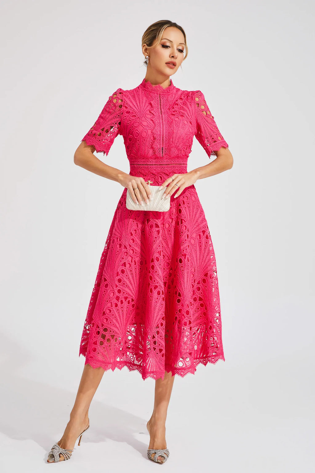 Women's Lace Midi Dress | A-Line Fit and Flare