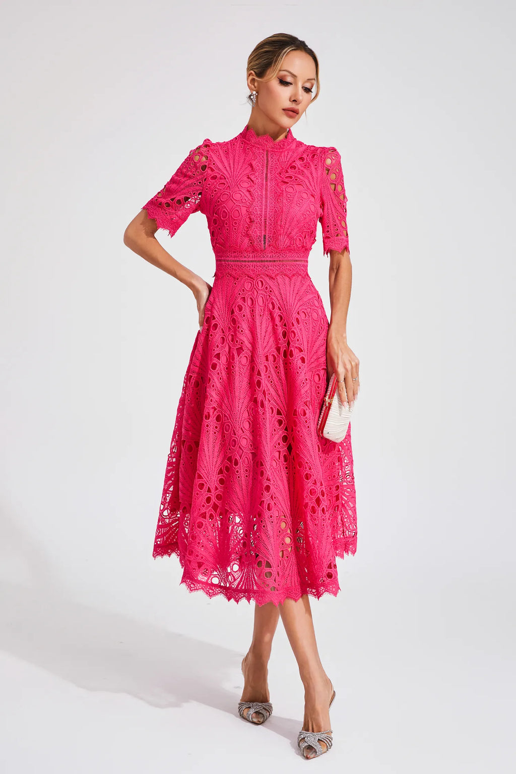 Women's Lace Midi Dress | A-Line Fit and Flare