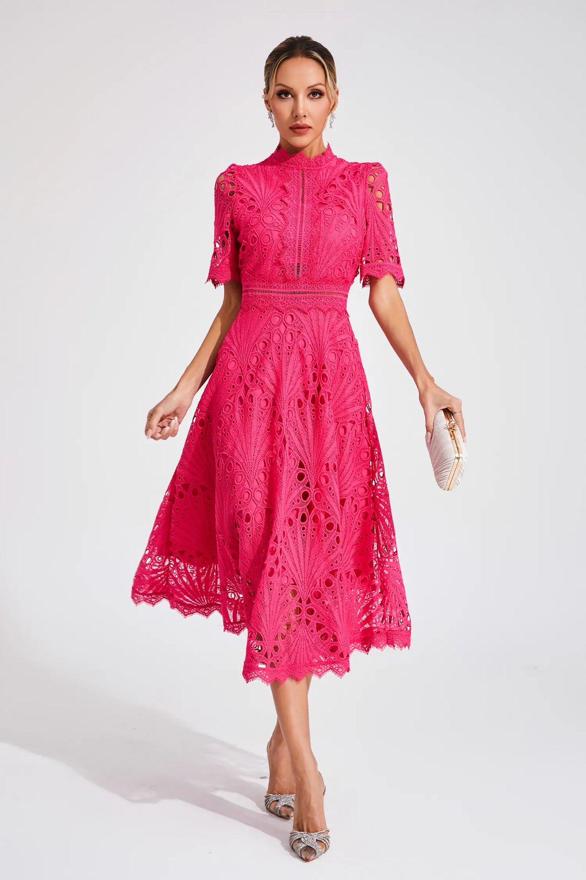 Women's Lace Midi Dress | A-Line Fit and Flare