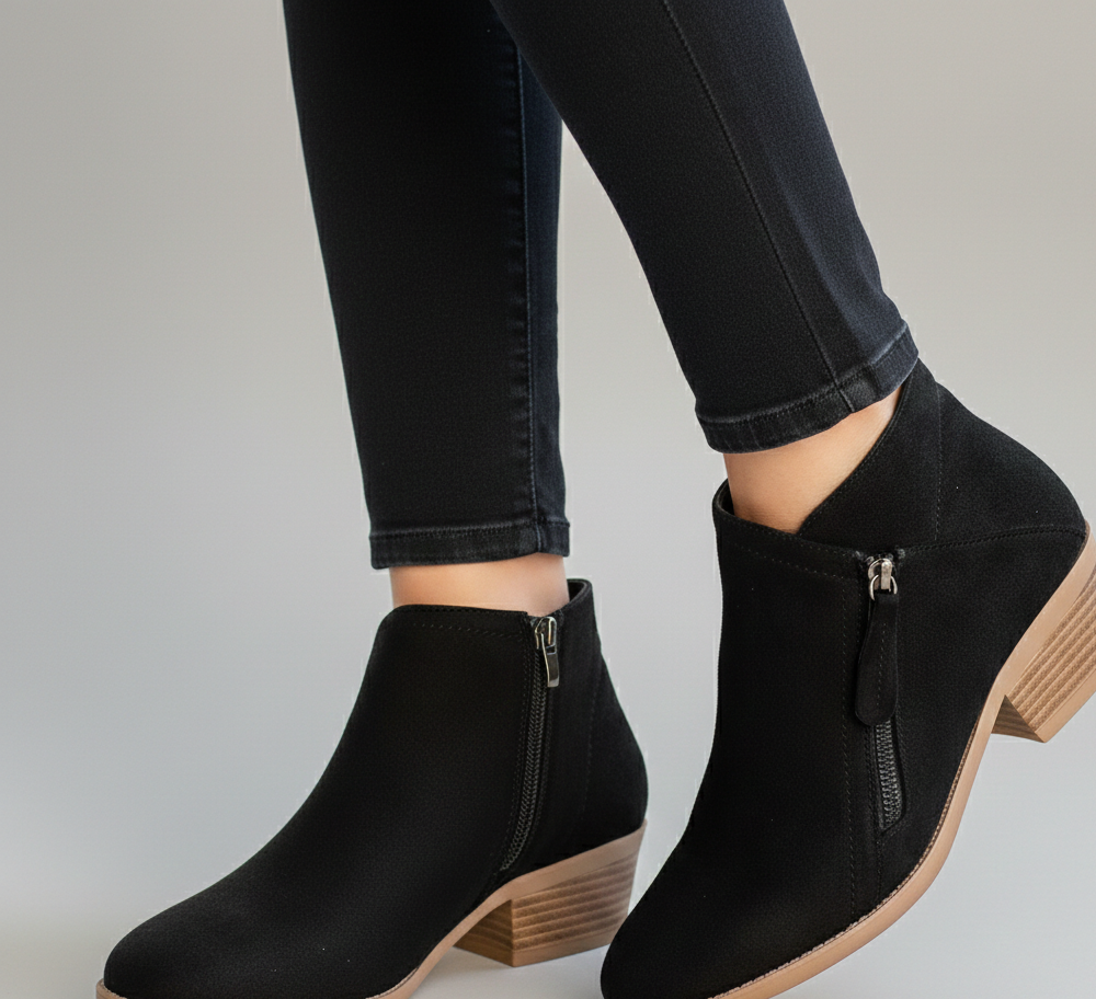 Women's Side Zip Block Heel Ankle Boots
