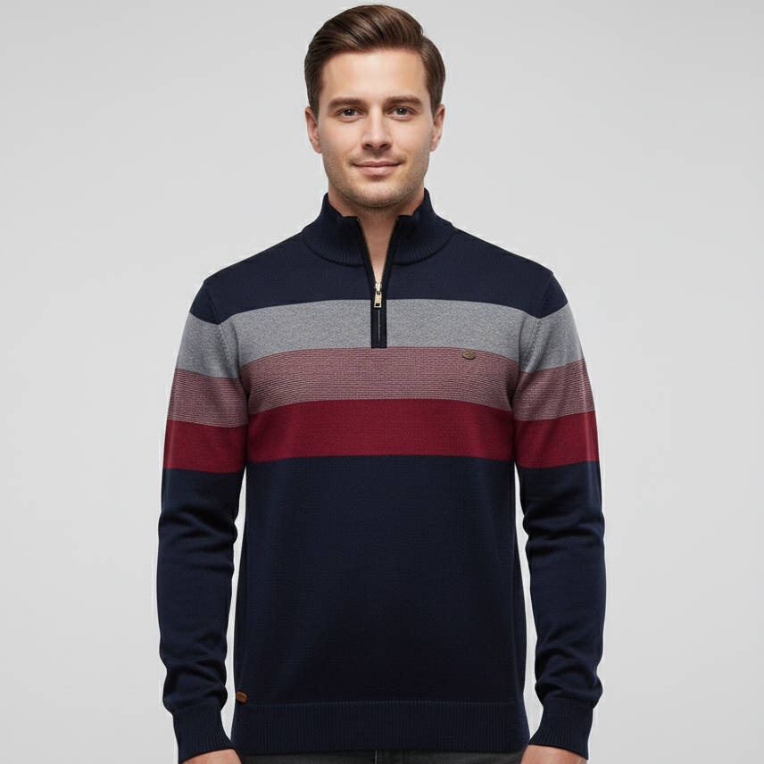 Men's Quarter Zip Turtleneck Sweater