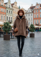 Manteau d'hiver oversize à capuche en fausse fourrure pour femme