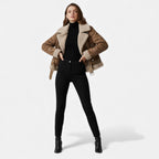 Women's Faux Suede Shearling Biker Jacket
