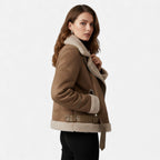 Women's Faux Suede Shearling Biker Jacket