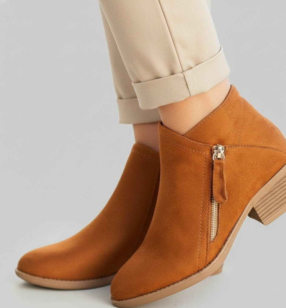 Bottines pour femme à talon bloc avec fermeture zippée latérale