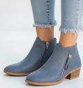Women's Side Zip Block Heel Ankle Boots