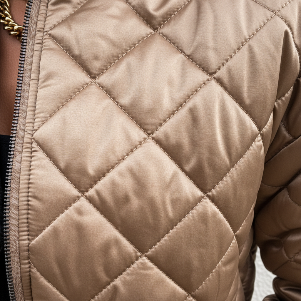 Women’s Quilted Bomber Jacket with Zip Front