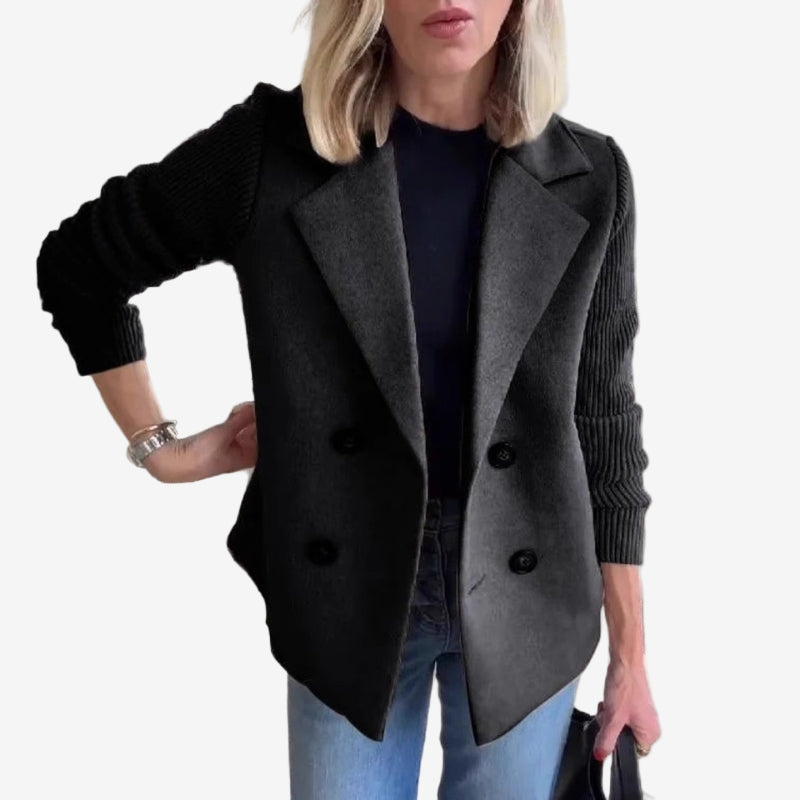 Blazer à double boutonnage et manches côtelées pour femme