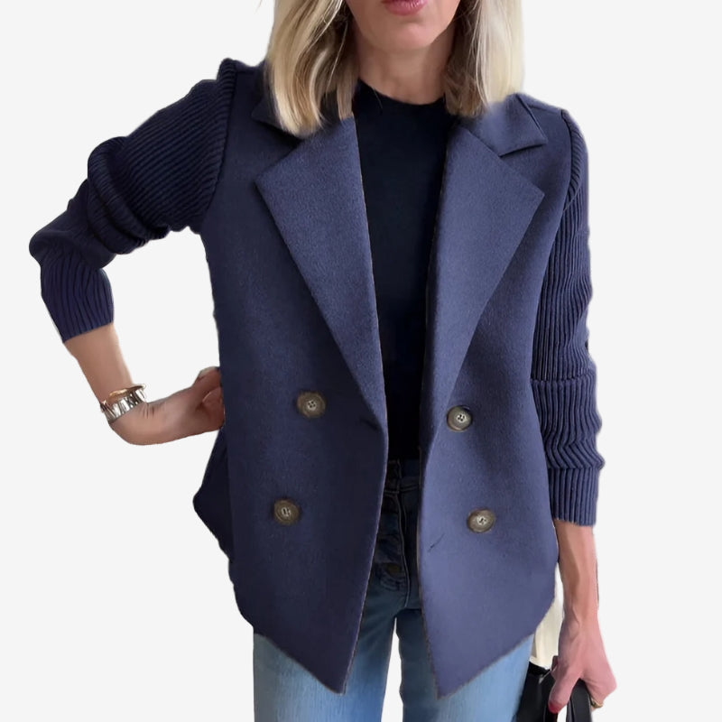 Blazer à double boutonnage et manches côtelées pour femme