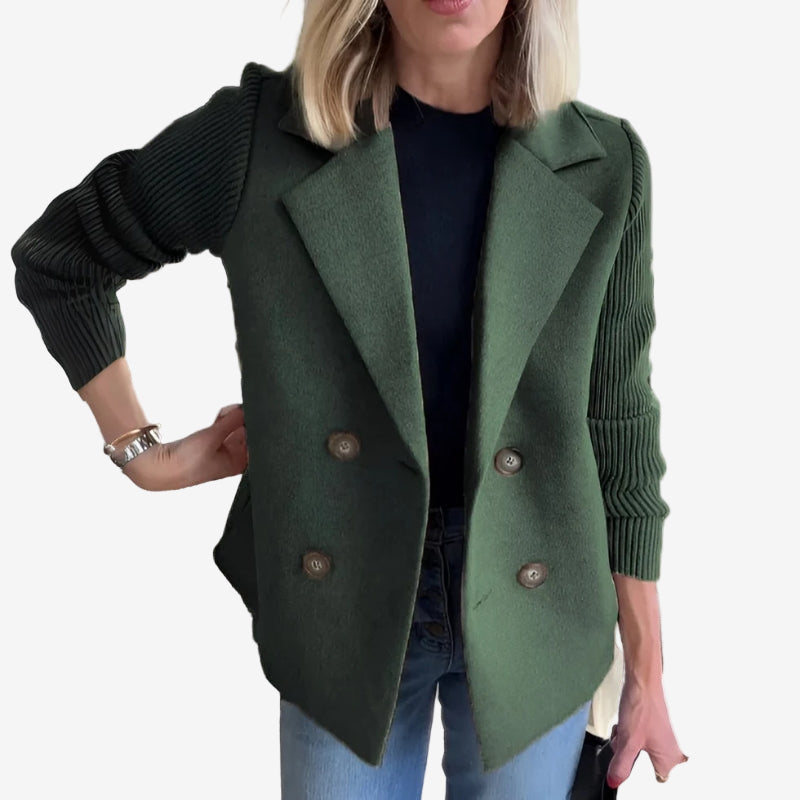 Blazer à double boutonnage et manches côtelées pour femme