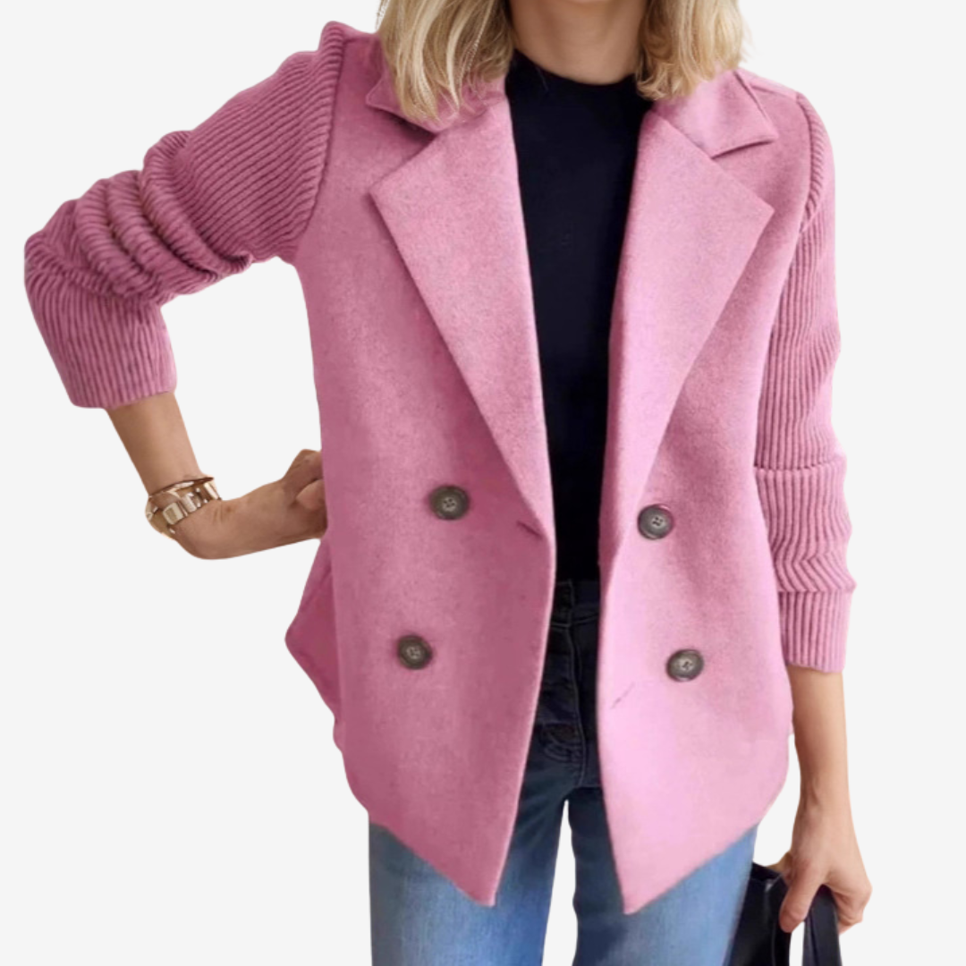 Blazer à double boutonnage et manches côtelées pour femme