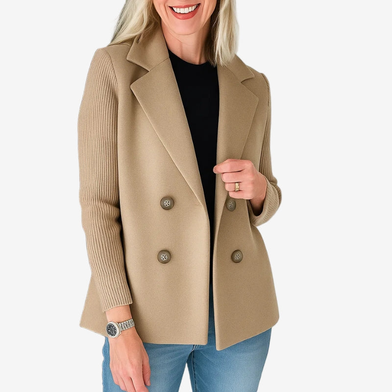 Blazer à double boutonnage et manches côtelées pour femme