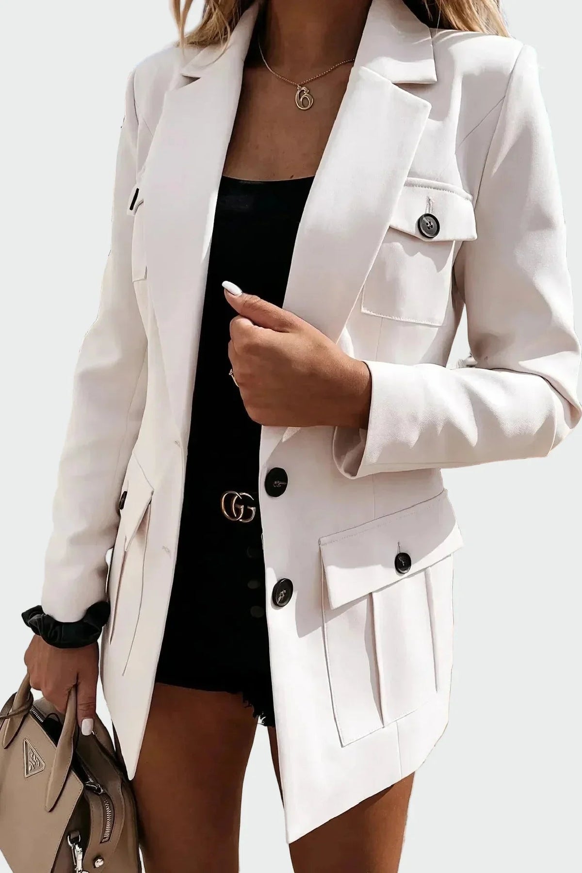 Blazer utilitaire ajusté à poches boutonnées pour femme