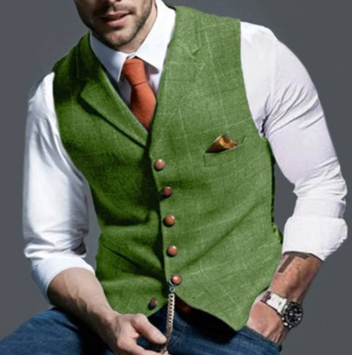 Gilet de costume ajusté à revers pour homme