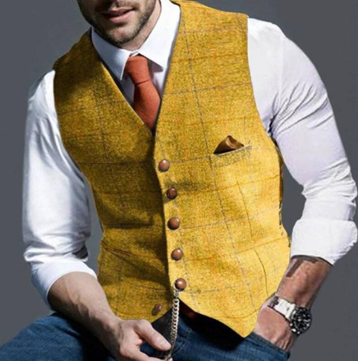 Gilet de costume ajusté à revers pour homme