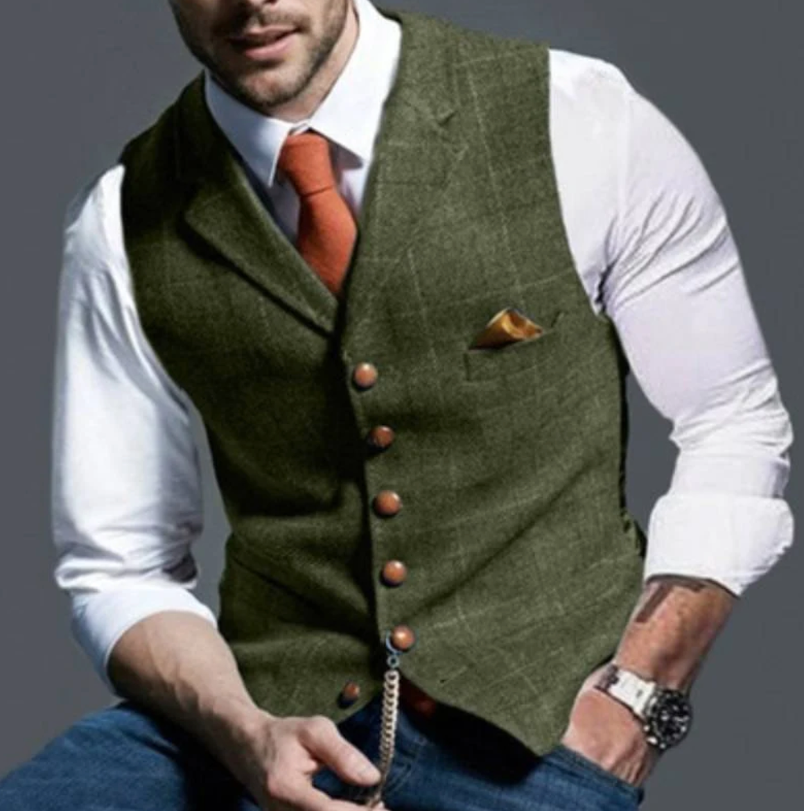 Gilet de costume ajusté à revers pour homme