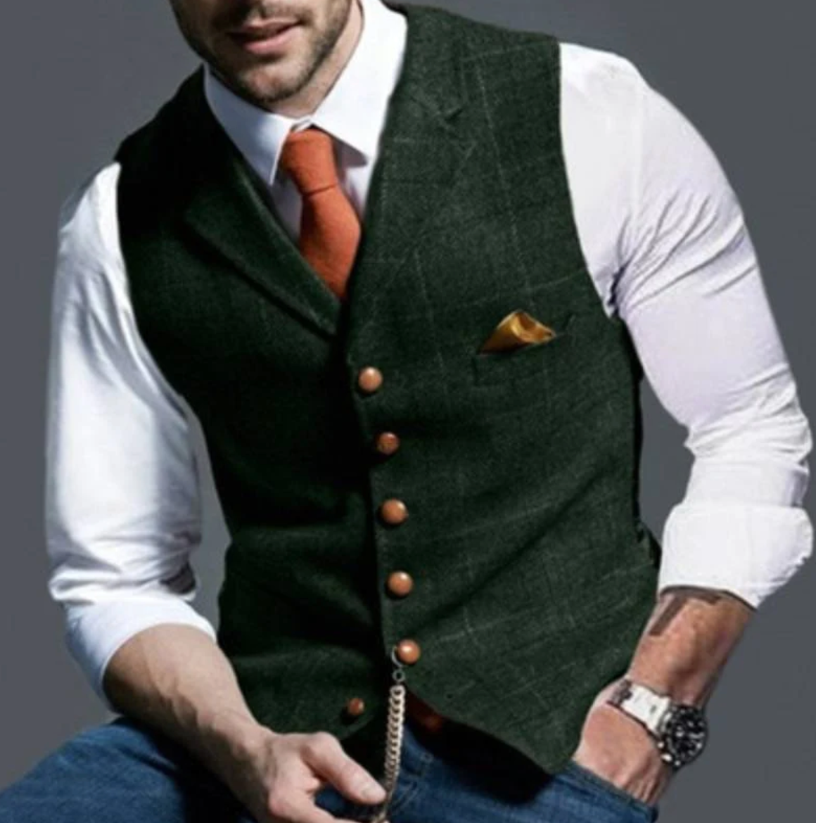 Gilet de costume ajusté à revers pour homme