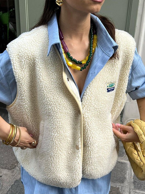 Women's Sherpa Fleece Button Vest