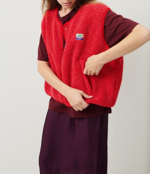 Gilet en polaire sherpa boutonné pour femme