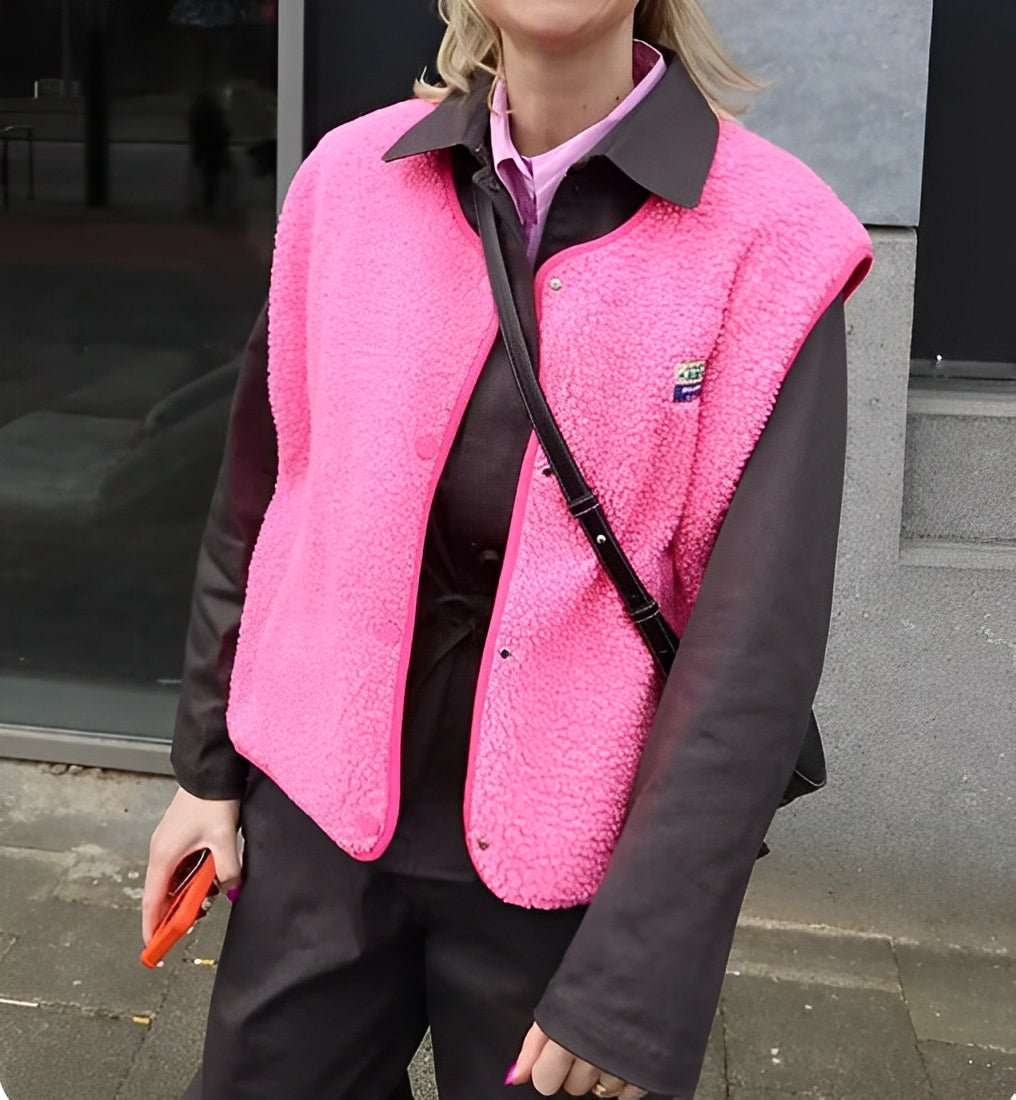 Gilet en polaire sherpa boutonné pour femme
