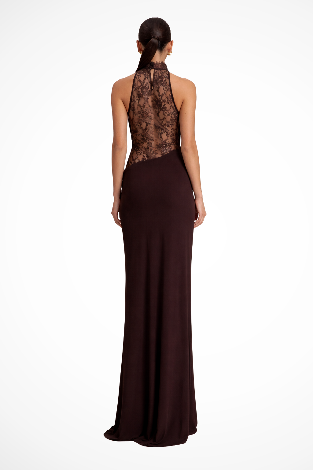 Damska sukienka halter maxi | Koronkowa sukienka wizytowa
