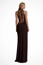 Damska sukienka halter maxi | Koronkowa sukienka wizytowa