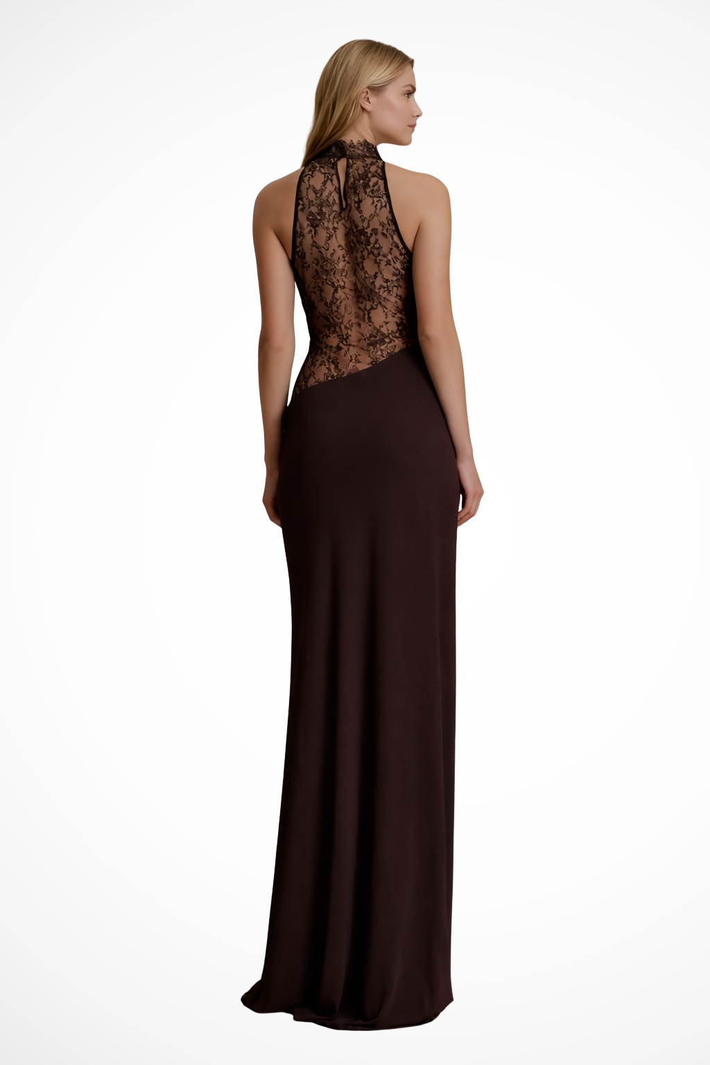 Damska sukienka halter maxi | Koronkowa sukienka wizytowa