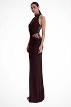 Damska sukienka halter maxi | Koronkowa sukienka wizytowa