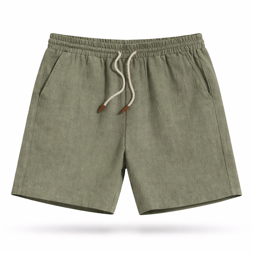 Men's Cotton Linen Drawstring Shorts for Summer Casual Wear