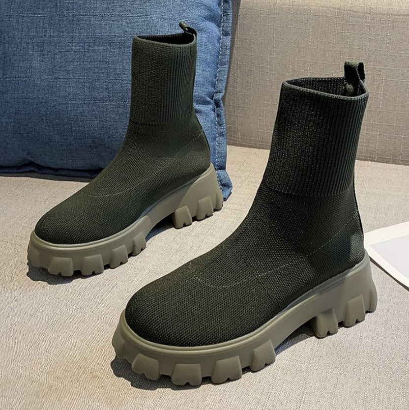 Women’s Chunky Sole Sock Ankle Boots
