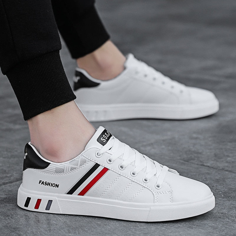 Men’s Casual Lace-Up Trainers with Contrast Stripe Detail