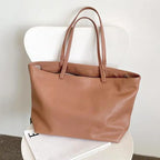 Leather Tote Bag with Double Top Handles
