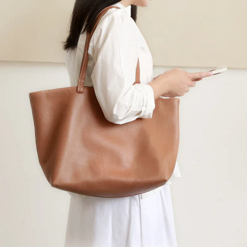 Sac cabas en cuir avec doubles anses supérieures