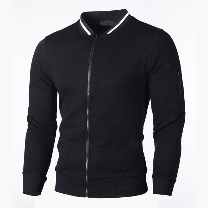 Men’s Textured Zip-Up Bomber Jacket